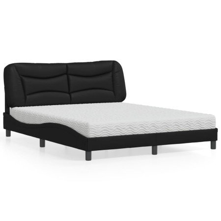 Cama con colchón cuero sintético negro 160x200 cm en Camas y somieres | Comprar online en Foro24