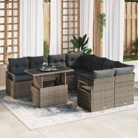Conjunto de sofá de jardín Manual 9 pcs Gris 100 x 55 x 73 cm