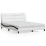 Cama con colchón cuero sintético blanco y negro 160x200 cm