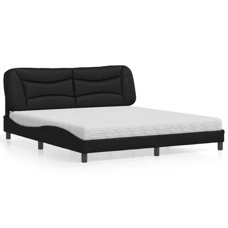 Cama con colchón cuero sintético negro 180x200 cm en Camas y somieres | Comprar online en Foro24