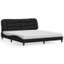Cama con colchón cuero sintético negro 180x200 cm
