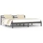 Solid gray pine wood bed frame 200x200 cm by vidaXL, Beds and slatted bases - Ref: Foro24-810452, Price: 110,41 €, Discount: %