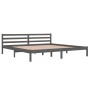 Solid gray pine wood bed frame 200x200 cm by vidaXL, Beds and slatted bases - Ref: Foro24-810452, Price: 111,55 €, Discount: %