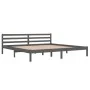 Solid gray pine wood bed frame 200x200 cm by vidaXL, Beds and slatted bases - Ref: Foro24-810452, Price: 110,41 €, Discount: %
