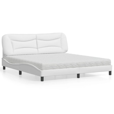 Cama con colchón cuero sintético blanco 180x200 cm en Camas y somieres | Comprar online en Foro24