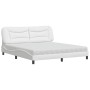 Cama con colchón cuero sintético blanco 180x200 cm