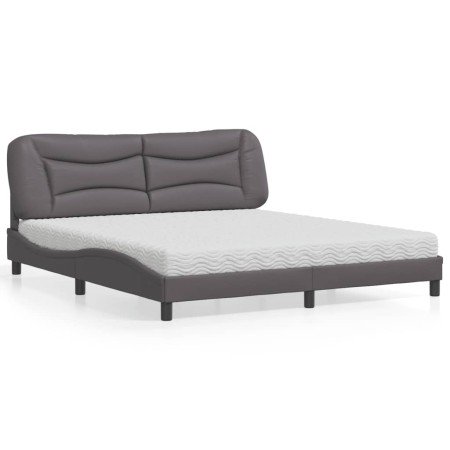 Cama con colchón cuero sintético gris 180x200 cm en Camas y somieres | Comprar online en Foro24