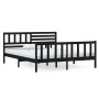 Estructura de cama de madera maciza negra 140x190 cm de vidaXL, Camas y somieres - Ref: Foro24-3101137, Precio: 195,29 €, Des...