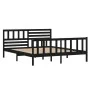 Estructura de cama de madera maciza negra 140x190 cm de vidaXL, Camas y somieres - Ref: Foro24-3101137, Precio: 192,87 €, Des...