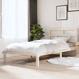 Solid pine wood bed frame 90x200 cm by vidaXL, Beds and slatted bases - Ref: Foro24-3101203, Price: 84,26 €, Discount: %