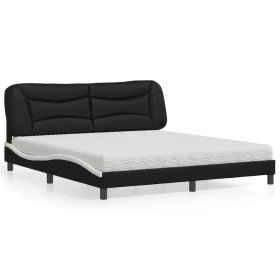 Cama con colchón cuero sintético negro y blanco 180x200 cm en Camas y somieres | Comprar online en Foro24