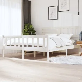 Estructura cama de madera maciza blanca super king 180x200 cm de vidaXL, Camas y somieres - Ref: Foro24-3101169, Precio: 180,...