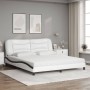 Cama con colchón cuero sintético blanco y negro 180x200 cm