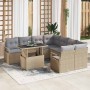 Conjunto de sofá de jardín con cojín 9 pcs beige y gris claro