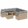 Conjunto de sofá de jardín con cojín 9 pcs beige y gris claro