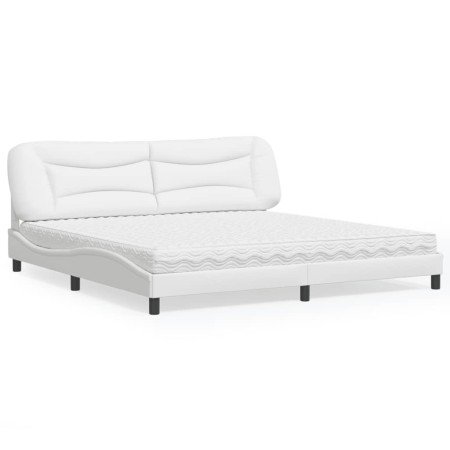 Cama con colchón cuero sintético blanco 200x200 cm en Camas y somieres | Comprar online en Foro24