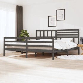 Estructura de cama de madera maciza gris 200x200 cm de vidaXL, Camas y somieres - Ref: Foro24-3101110, Precio: 196,32 €, Desc...