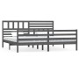 Estructura de cama de madera maciza gris 200x200 cm de vidaXL, Camas y somieres - Ref: Foro24-3101110, Precio: 196,24 €, Desc...