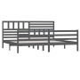 Estructura de cama de madera maciza gris 200x200 cm de vidaXL, Camas y somieres - Ref: Foro24-3101110, Precio: 196,24 €, Desc...