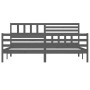 Estructura de cama de madera maciza gris 200x200 cm de vidaXL, Camas y somieres - Ref: Foro24-3101110, Precio: 196,24 €, Desc...