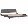 Cama con colchón cuero sintético gris 200x200 cm