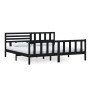 Black solid wood bed frame 200x200 cm by vidaXL, Beds and slatted bases - Ref: Foro24-3101177, Price: 229,20 €, Discount: %