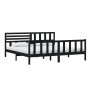 Black solid wood bed frame 200x200 cm by vidaXL, Beds and slatted bases - Ref: Foro24-3101177, Price: 229,20 €, Discount: %
