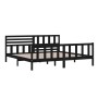 Black solid wood bed frame 200x200 cm by vidaXL, Beds and slatted bases - Ref: Foro24-3101177, Price: 229,20 €, Discount: %