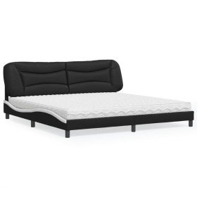 Cama con colchón cuero sintético negro y blanco 200x200 cm en Camas y somieres | Comprar online en Foro24