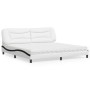 Cama con colchón cuero sintético blanco y negro 200x200 cm
