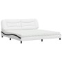Cama con colchón cuero sintético blanco y negro 200x200 cm