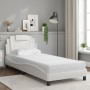 Cama con colchón cuero sintético blanco 80x200 cm