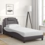 Cama con colchón cuero sintético gris 80x200 cm