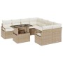 Conjunto de sofá de jardín 9 pcs beige y crema 100 x 55 x 73 cm