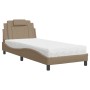 Cama con colchón cuero sintético capuchino 80x200 cm