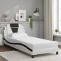 Cama con colchón cuero sintético blanco y negro 80x200 cm
