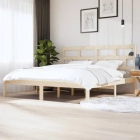 Solid pine wood bed frame 200x200 cm by vidaXL, Beds and slatted bases - Ref: Foro24-3101238, Price: 134,31 €, Discount: %