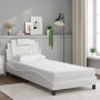 Cama con colchón cuero sintético blanco 90x190 cm