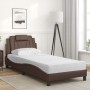 Cama con colchón cuero sintético marrón 90x190 cm
