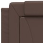 Cama con colchón cuero sintético marrón 90x190 cm