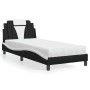 Cama con colchón cuero sintético negro y blanco 90x190 cm