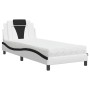 Cama con colchón cuero sintético blanco y negro 90x190 cm