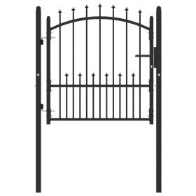 Puerta de valla con picos acero negro 100x100 cm