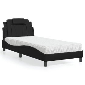 Cama con colchón cuero sintético negro 90x200 cm en Camas y somieres | Comprar online en Foro24
