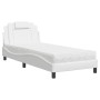 Cama con colchón cuero sintético blanco 90x200 cm
