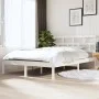 White solid wood double bed frame 135x190 cm by vidaXL, Beds and slatted bases - Ref: Foro24-3101194, Price: 138,90 €, Discou...