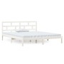 White solid wood double bed frame 135x190 cm by vidaXL, Beds and slatted bases - Ref: Foro24-3101194, Price: 140,89 €, Discou...