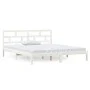 White solid wood double bed frame 135x190 cm by vidaXL, Beds and slatted bases - Ref: Foro24-3101194, Price: 138,90 €, Discou...