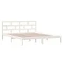 White solid wood double bed frame 135x190 cm by vidaXL, Beds and slatted bases - Ref: Foro24-3101194, Price: 138,90 €, Discou...