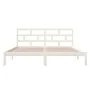 White solid wood double bed frame 135x190 cm by vidaXL, Beds and slatted bases - Ref: Foro24-3101194, Price: 138,90 €, Discou...